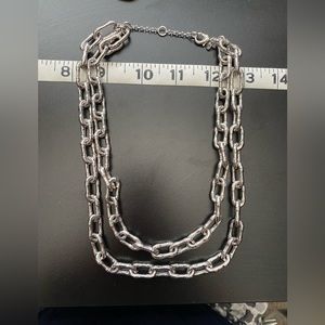 Ann Taylor silver double looped link necklace